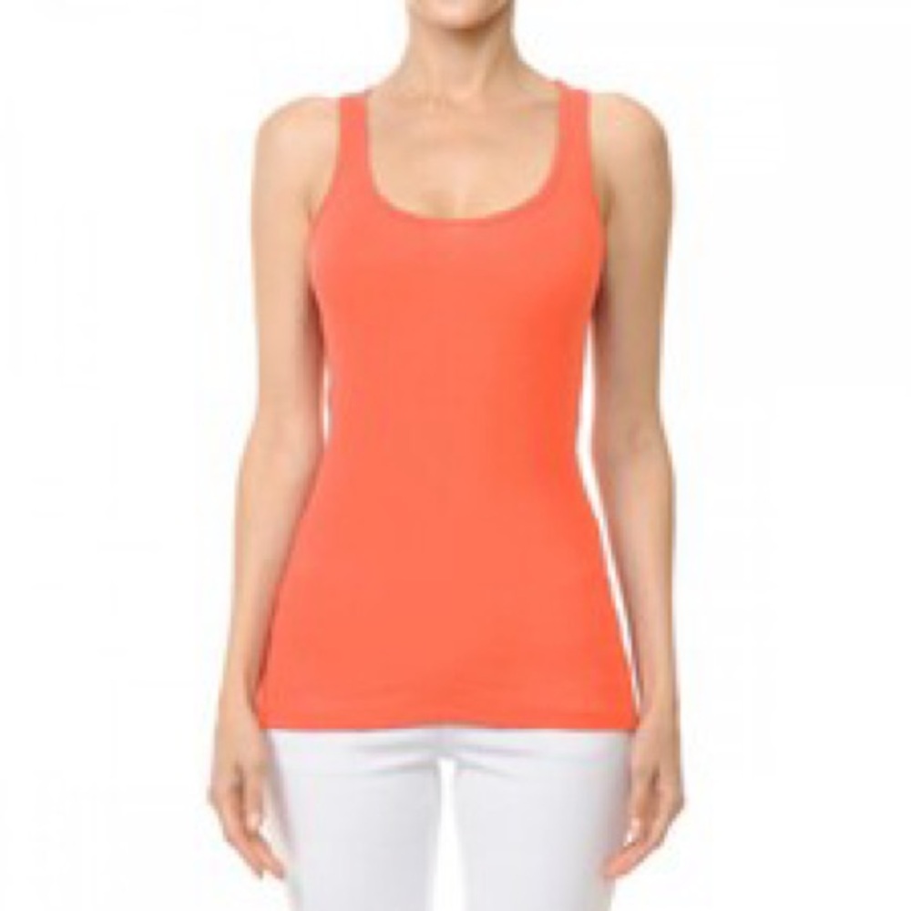 10/$25🦋 Forever 21 Orange Ribbed Racerback Basic Tank Top - Size Small